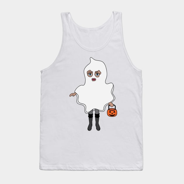 Ghost Halloween Trick or Treat Sticker 2 Tank Top by PLLDesigns